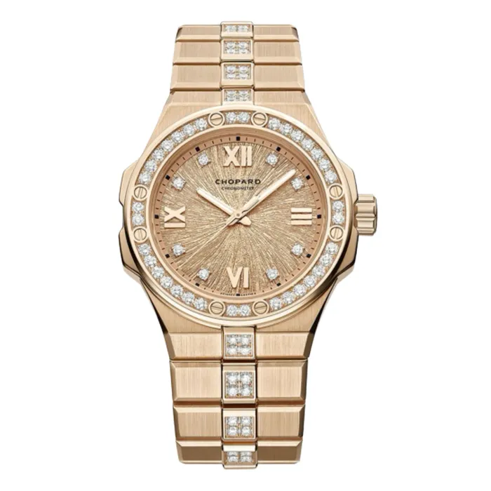 Bracelets Chopard Chopard Alpine Eagle 33mm Watch Ref 2953845002 Rose Gold Diamond Index Dial Diamond Bezel 18K Rose Gold Diamond Bracelet